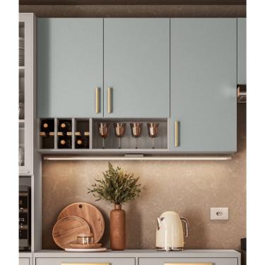 Imagem de Armário Aéreo 3 Portas Nicho-ageda Garrafeiro 120cm Mdf Dobradiças Slow Motion Essence Fendi-gris