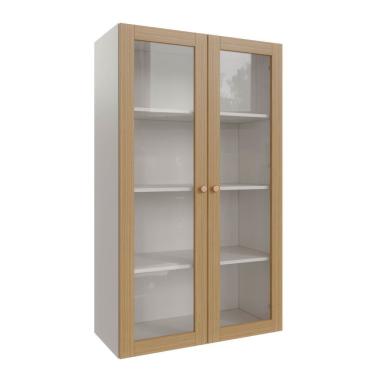 Imagem de Armário Aéreo 2 Portas 135cm Com Porta De Vidro Arizona Cabecasa Madeiramadeira Branco-figueira