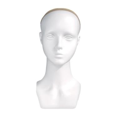 Imagem de Zialofi Cabeça de manequim feminino, cabeça de manequim, busto profissional, exibição de chapéu, modelo de peruca, suporte de cabeça para colar, peruca, Branco