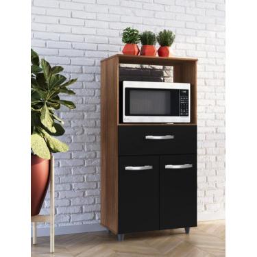 Imagem de Balcão Multiuso Luna 60cm Nicho para Forno 2 Portas 1 Gaveta - Savana/