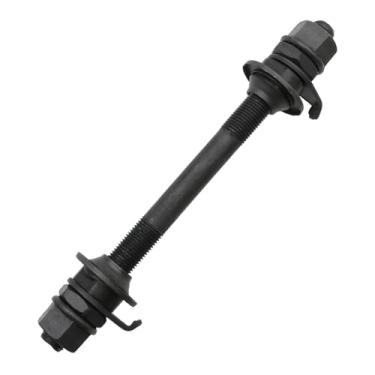 Imagem de sunnates 1 peça de eixo de bicicleta 140 mm eixo dianteiro de várias velocidades, eixo de substituição de eixo de bicicleta preto de 140 mm, eixo de cubo TPI, kit de arruela de porca de bloqueio