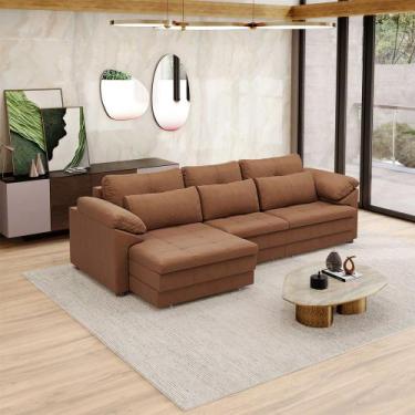 Imagem de Sofá Retrátil Manual Sala de Estar Nolan Bipartido 297cm Conforto Prem