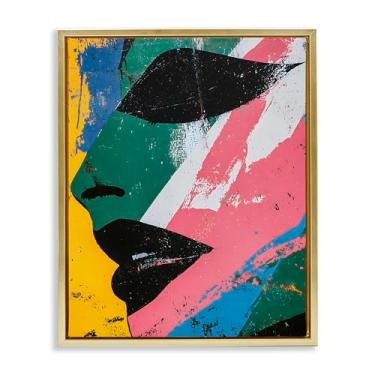 Imagem de Stupell Industries Design de arte de parede em tela flutuante com moldura dourada com face fractal dinâmica por Walker Noble, 43 x 53 cm