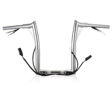 Imagem de MoKitDora Guidão Pré-Montado De 12" Com Elevação, Gancho Fat Ape 1,25" E Barra 1" Para Harley Dyna Softail Sportster Xl 883 1200 2007-2013, Cromado
