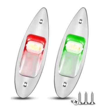 Imagem de HZSIFU Luz De Navegação Marítima 12V Ss À Prova D'Água Led Montagem Embutida Vermelha E Verde, Olho Tubarão, Sinal Proa, Lateral Vertical Para Pesca, Barco Pequeno, Pontão, Vela