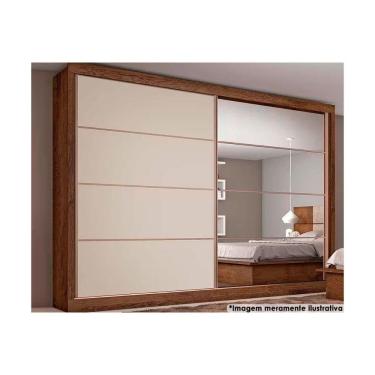 Imagem de Guarda Roupa Casal 2 Portas de Correr (1 c/ Espelho) e 6 Gavetas Sevilha Flex Brauna/Brauna ou Off White - Europa