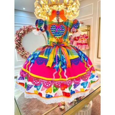 Imagem de Vestido Infantil Junino Xadrez Colorido Super Luxo - marie, 10
