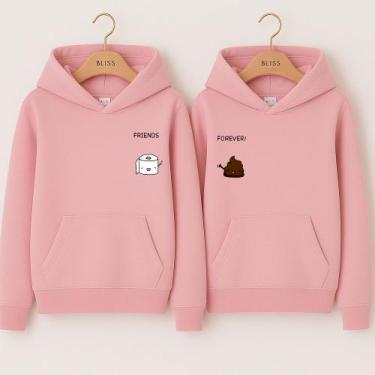 Imagem de Moletom Canguru Friends Forever Entre Rolos e Risos Meme Engraçado Ami