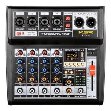Imagem de Mesa De Som 4 Canal Interface Ksr K04m Bluetooth Mp3 Phantom - KSR PRO