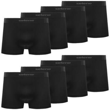 Imagem de Kit 8 Cueca Infantil Microfibra Selene Sem costura Boxer, Preto, GG