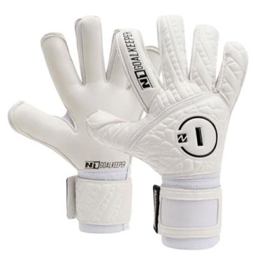 Imagem de N1 Goalkeeper gloves Cronos SSG Pro Luvas de Goleiro para Adulto para Futebol Profissional de Látex Alemão. Corte Híbrido e Acabamento Padrão. Antiderrapantes e Respiráveis. Fecho Elástico. Branco. 9