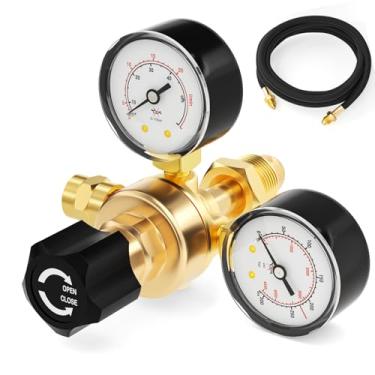 Imagem de BOGERDACK Reguladores de argônio CO2 Reguladores de solda a gás 0-4500PSI/0-10BAR, conexão de entrada CGA580, com mangueira de 1,8 m, para soldagem MIG e TIG