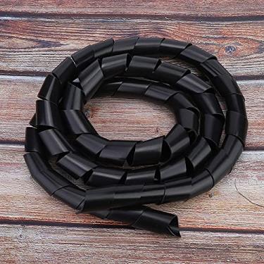 Imagem de Marhynchus Manga de Proteção de Fio de Cordão Espiral Flexível para Organização de Cabos, Sem Resíduos - 2 Pacote, φ12mm 15m, Preto (Diâmetro preto 25mm)