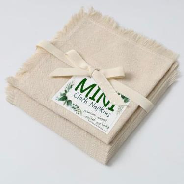 Imagem de Urby Guardanapos De Algodão Reutilizáveis Eco Hanky 25X25 Cm (Franja Rústica). Pano Pequenos. Ideal Para Crianças Usarem Em Almoços, Jantares E Ocasiões Como Casamentos, Aniversários Coquetéis. (Nat