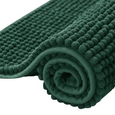 Imagem de subrtex Tapetes de banheiro tapete de banho de chenille, macio, curto, de pelúcia, tapete de chuveiro macio, absorvente de água, secagem rápida, lavável na máquina (Celadon, 40,64 cm x 60,96 cm)