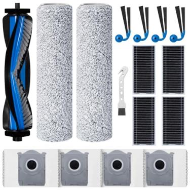 Imagem de Conjunto de acessórios para aspirador de pó Ecovacs Deebot X9 Pro Omni Robot, 1 escova de rolo, 2 rolos de penugem, 4 filtros, 4 sacos de pó, 4 escovas laterais peças sobressalentes para máquinas de