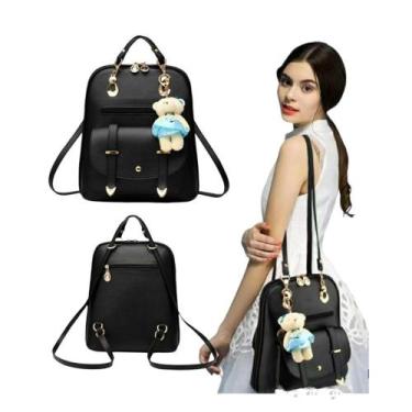 Imagem de Kit 2 Bolsas Mochila Feminina Com Chaveiro Ursinho BL1201 - Kingleen