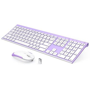 Imagem de Teclado e mouse sem fio, VssoPlor 2,4 GHz, recarregável, compacto, silencioso, teclado e mouse com receptor Nano USB para Windows, laptop, PC, notebook - roxo lavanda