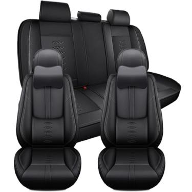 Imagem de NCCLOVELY Capas de assento de carro adequadas para 95% dos SUVs de carros, capas de assento de couro à prova d'água, luxo de 5 lugares, acessórios interiores de carro com airbag, protetores de assento