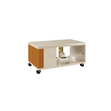Imagem de Mesa de Centro PT Com Rodízios Cor Off White / Cedro