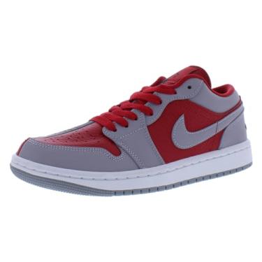 Imagem de Nike Tênis feminino Air Jordan 1 Low SE tamanho 35, cor: vermelho academia/cinza cimento/preto-cinza