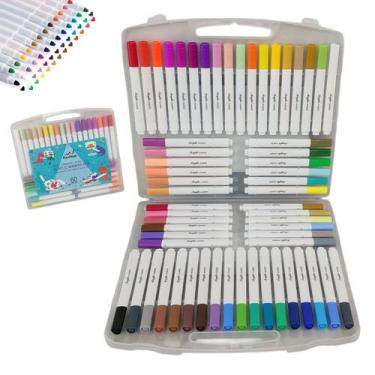 Imagem de Canetinha Caneta Marcador 60 Cores Tinta Acrilica A Prova de Agua Perm