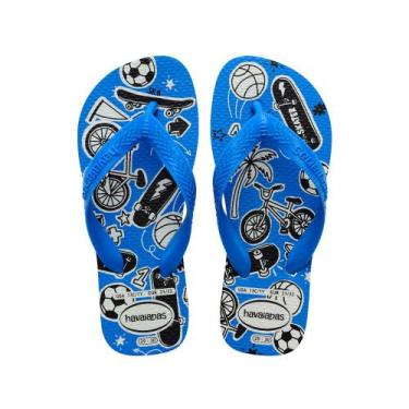 Imagem de Sandália Havaiana Kids Athletic Cor Branco e Azul 27/28