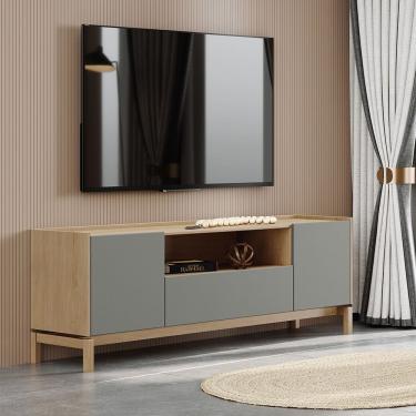 Imagem de Rack 2 Portas 1 Gaveta Barcelona Madeira Maciça e MDF 2154VZ Oak Ferrolack Finestra