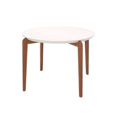 Imagem de Mesa de Jantar Redonda com Tampo de Vidro Off White Donatella Natural 115 cm