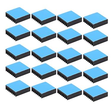 Imagem de Hyuduo 20pcs Black Mini Aluminium Dissipando Dissipadores de Calor, 20 X 20 X 6 Mm, para Chips para PC, Fontes de Alimentação IC, Com Ampla Aplicação Em Equipamentos de (Com traseira)