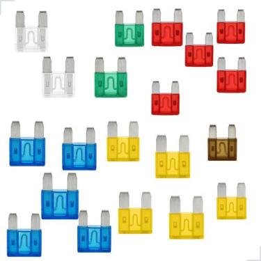 Imagem de Kit Fusíveis Mini Automotivos Com 20 Peças Vários Amperes 12v Carro Mo