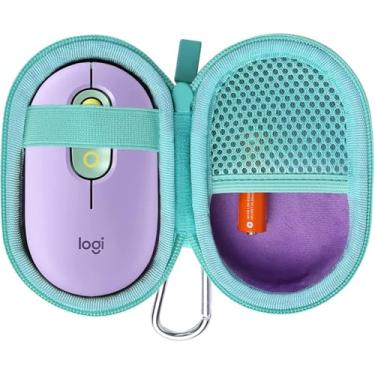 Imagem de co2CREA Capa rígida de substituição para mouse sem fio Logitech POP, capa roxa + zíper Daydream Mint