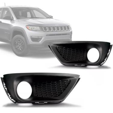 Imagem de Par Moldura Grade Milha Jeep Compass 2017 2018 - SBC Peças