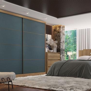 Imagem de Guarda-roupa 2 Portas 222cm X 230cm Malaga Capuccino \ Azul