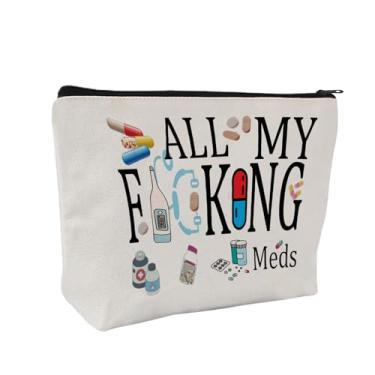 Imagem de ZOCIGIFTS Bolsa de armazenamento de medicamentos com diabetes, bolsa de medicamentos e designs de suprimentos médicos, capas com zíper de lona branca, funcionalidade multiuso (presente para