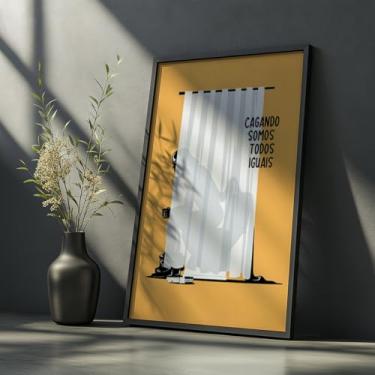Imagem de Quadro Decorativo Cagando Somos Iguais Com Moldura Banheiro Engraçado Humor Criativo Decoração Wc Lavabo Presente Divertido