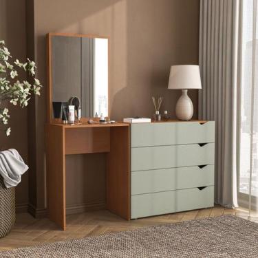 Imagem de Cômoda Penteadeira 4 Gavetas com Espelho Porto - Politorno