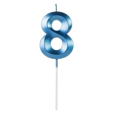 Imagem de Vela de Aniversario Design Azul Perolizada (Numero 8)