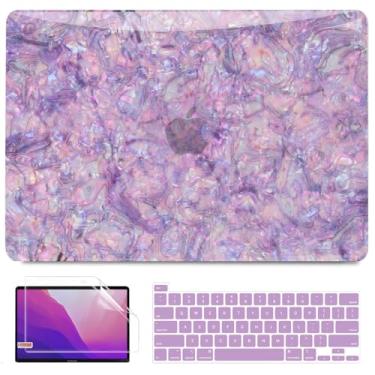 Imagem de BELKA Compatível com MacBook Pro 13 polegadas Capa M2 2025 2024 2023 2022-2016 A2338 M1 A2251 A2289 A2159 A1989 A1708 A1706, capa rígida de plástico + capa de teclado + protetor de tela. Pérola roxa