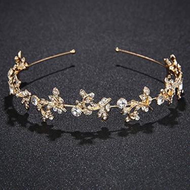 Imagem de Cezesuja Tiara de strass, tiara de noiva de casamento, coroa de festa, argola de cabelo feminina, design simples de flores, acessórios de cabelo diários, Fee, Liga metálica