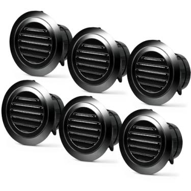 Imagem de Ventilação Soffit para exaustor com tela de malha embutida, capa de saída de exaustão preta redonda Soffit, capa de grade de grelha ABS, ventilação do secador para banheiro, escritório, cozinha (4