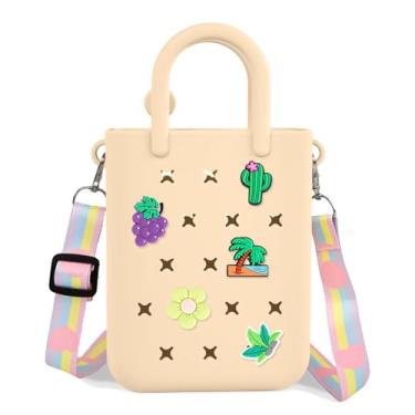 Imagem de Rolling Art Bolsa infantil com orifício de silicone com alça de ombro ajustável pode ser decoração DIY, presente de aniversário para meninas, Damasco