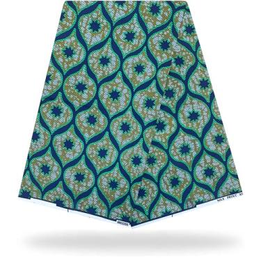 Imagem de Shenbolen Tecido africano 6 jardas Kente Cloth by The Yard Ankara Print Wax Fabrics 100% poliéster (R)