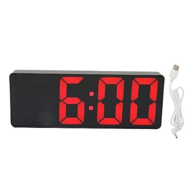 Imagem de Grcfumo Despertador digital, Despertador digital, Relógio eletrônico de mesa com exibição de temperatura Controle de voz Retângulo LED Relógio para quarto doméstico