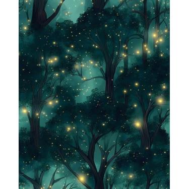 Imagem de XRUIBZI Papel de parede floresta descascar e colar vintage folha verde papel de contato azul floral mural de parede vinil doméstico impermeável autoadesivo removível para locatário papel de parede