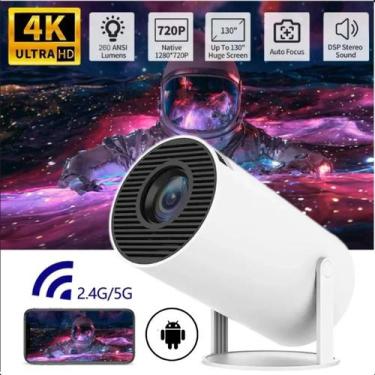 Imagem de Mini Projetor Smart 4k Wifi 1080p HD HY300 Cor Branco fácil transporte