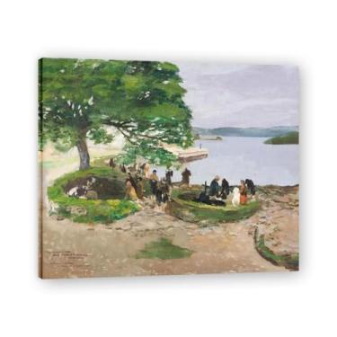 Imagem de The Walnut Tree John Lavery Iconic Realist Portrait & War Scene Canvas Art – Decoração de parede irlandesa atemporal para casa emoldurada 30 x 36 cm