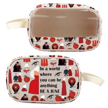 Imagem de BLUPARK Bolsa de maquiagem inspirada nas feministas Be A June Clear Cosmetic Bag Red Cloak Bolsa de maquiagem presente para ela, Be A JUNE, Retrô