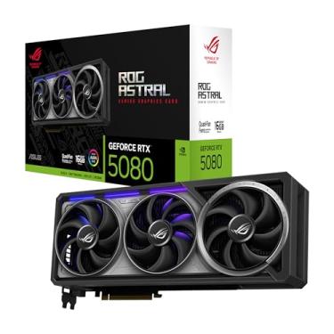 Imagem de ASUS Placa de vídeo para jogos ROG Astral GeForce RTX™ 5080 (PCIe® 5.0, 16 GB GDDR7, HDMI®/DP 2.1, 3.8 compartimentos, design de 4 ventiladores, ventiladores de tecnologia axial, câmara de vapor