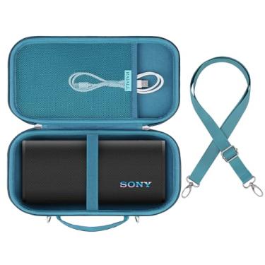 Imagem de RAIALL Capa rígida de viagem para alto-falante Bluetooth portátil sem fio Sony ULT Field 3, bolsa de armazenamento protetora para transporte Sony ULT Field 3, azul + alça de ombro